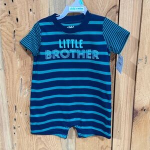 Child of Mine Navy and Teal Striped Romper
